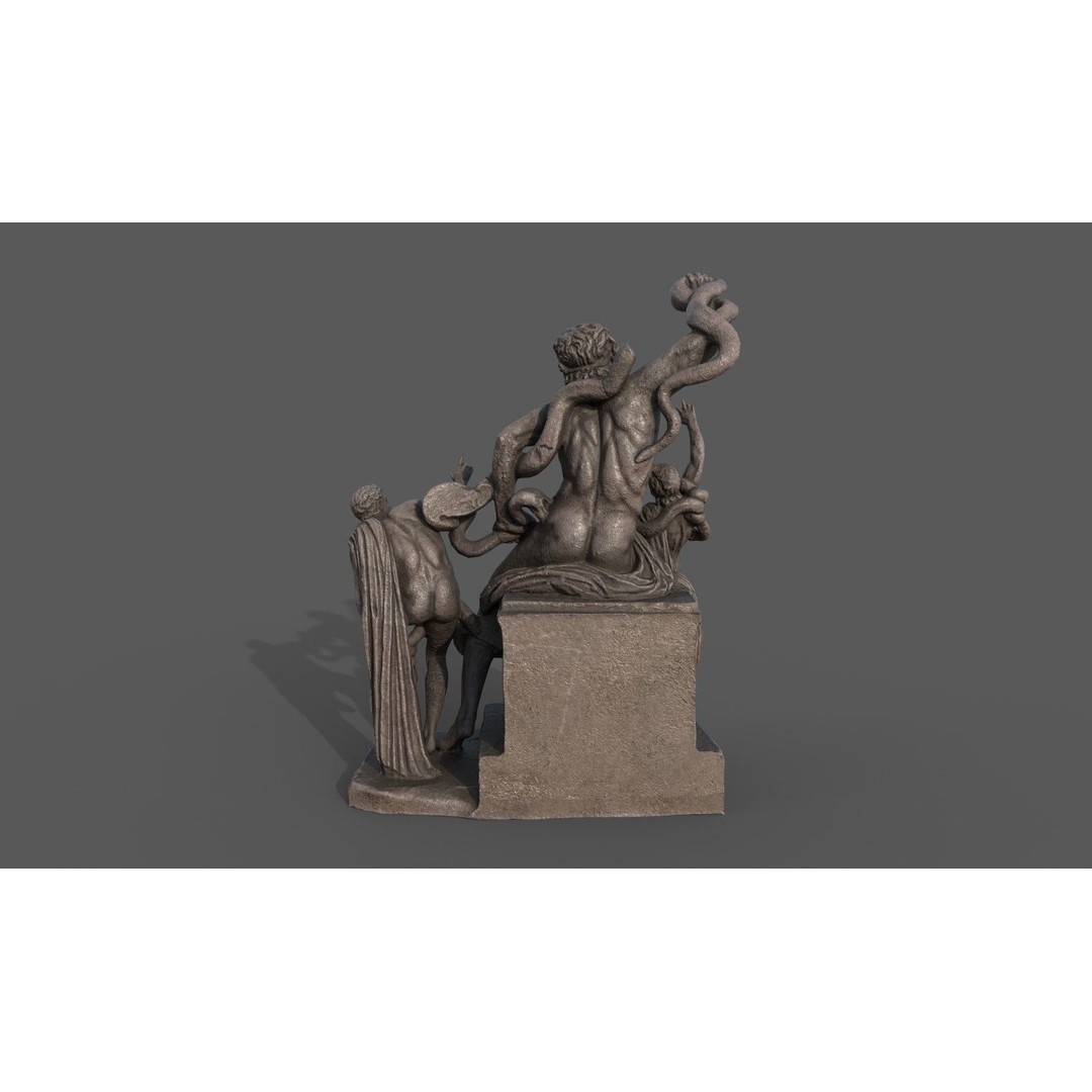 Laocoon and His Sons 3D Model – Low Poly PBR Statue for Archviz - View 6