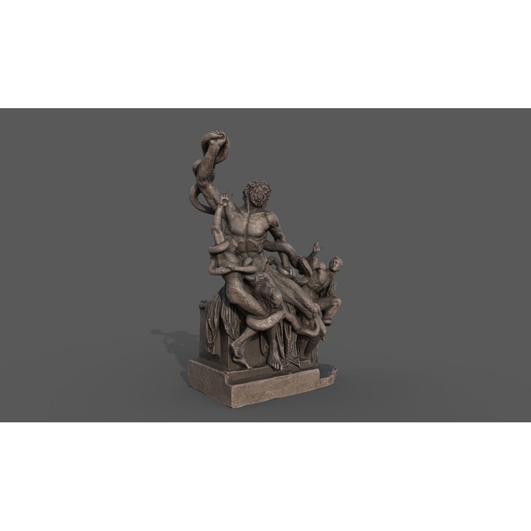 Laocoon and His Sons 3D Model – Low Poly PBR Statue for Archviz - View 7
