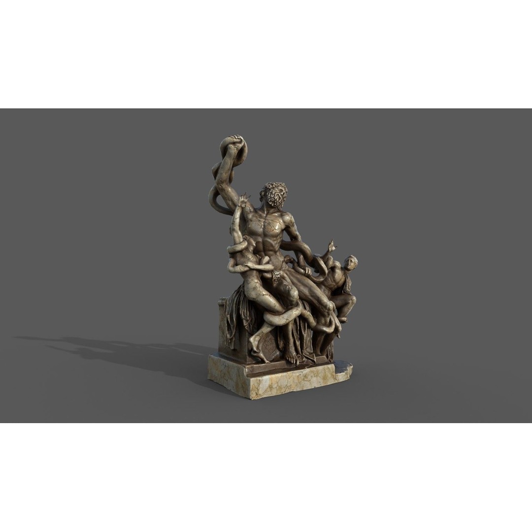 Laocoon and His Sons 3D Model – Low Poly PBR Statue for Archviz - View 8