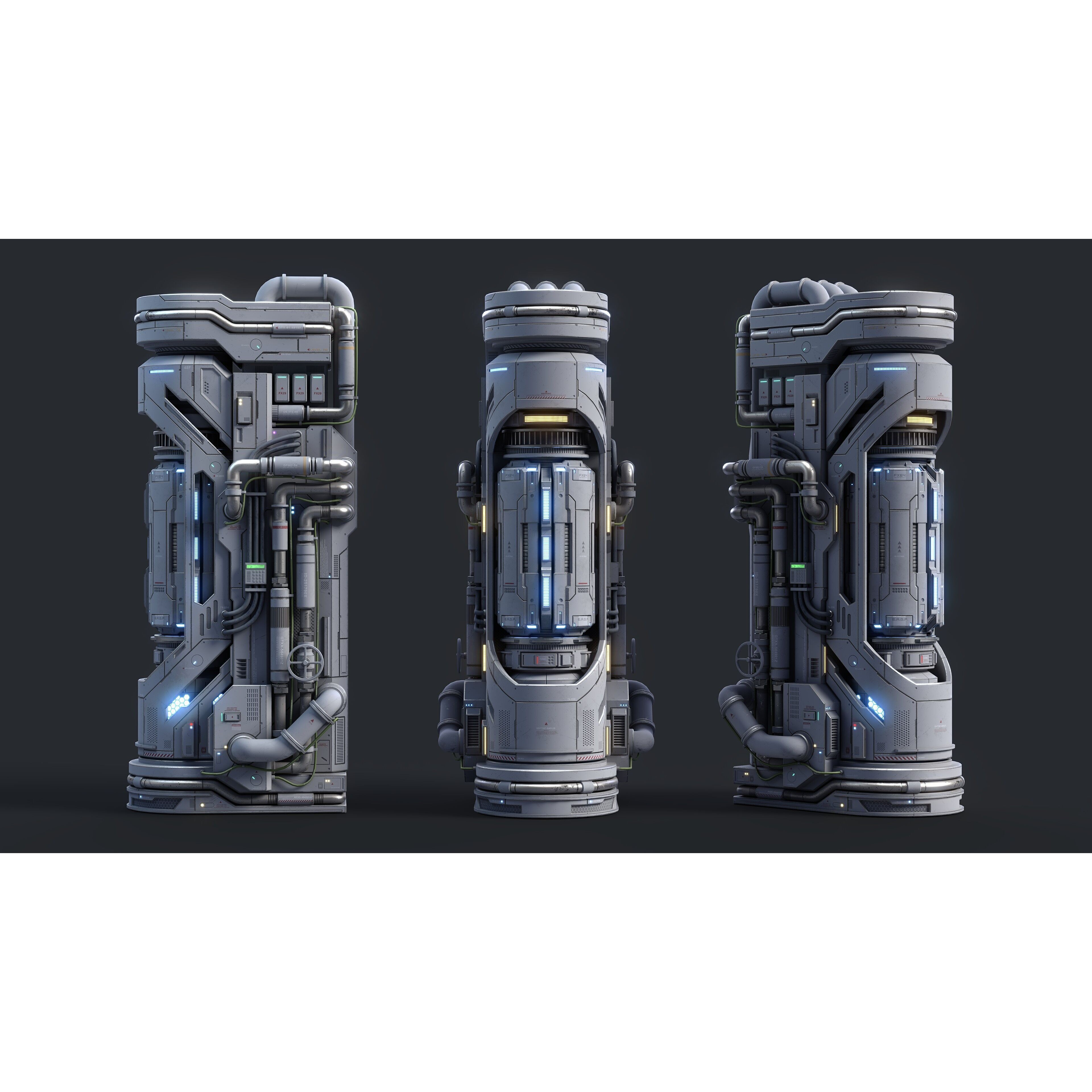 Sci-Fi Parts Kit Pack Vol 02 - Low-Poly Game-Ready 3D Model - View 3