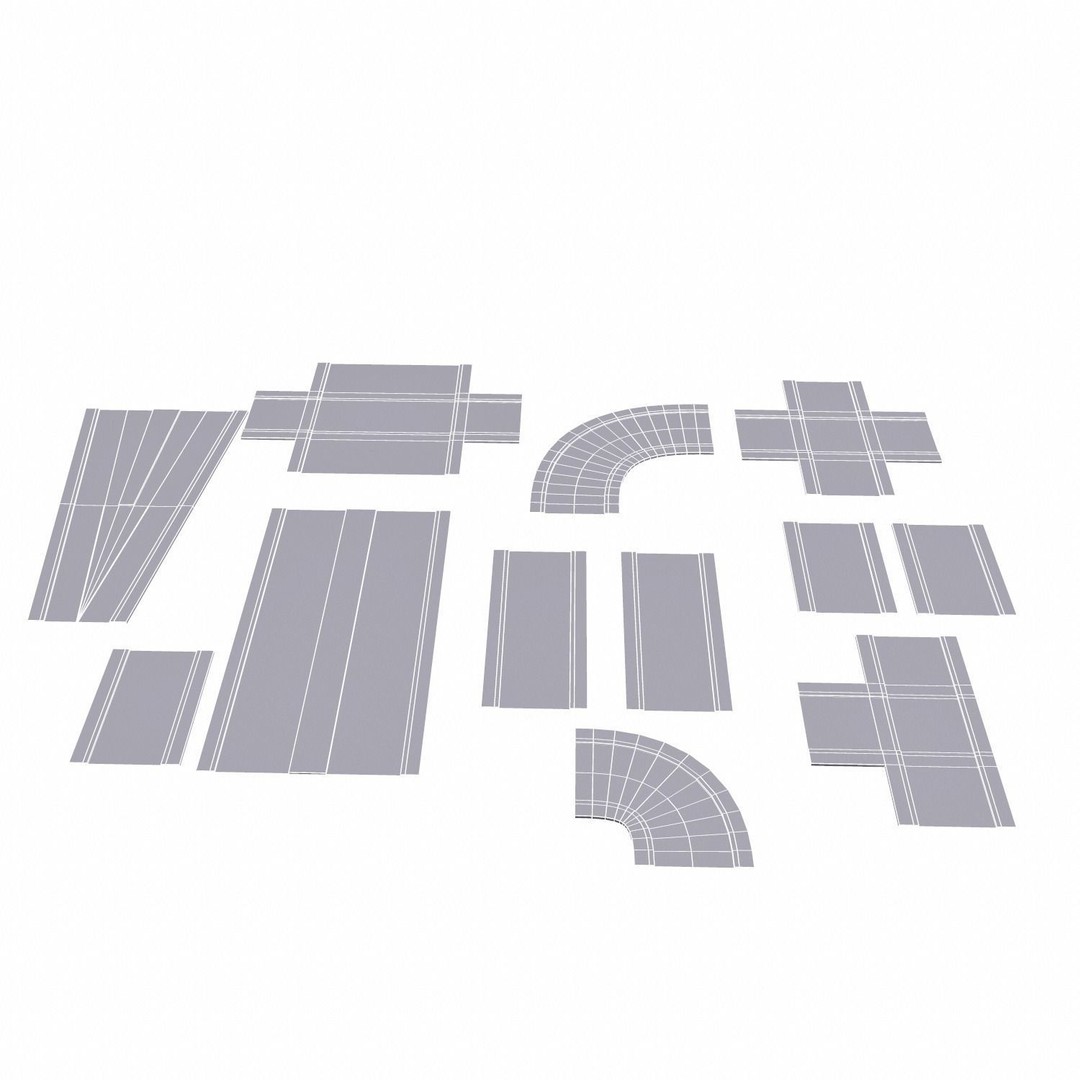 Road Pack 3D Model – Low Poly PBR Asset for Games, FBX, OBJ - View 28