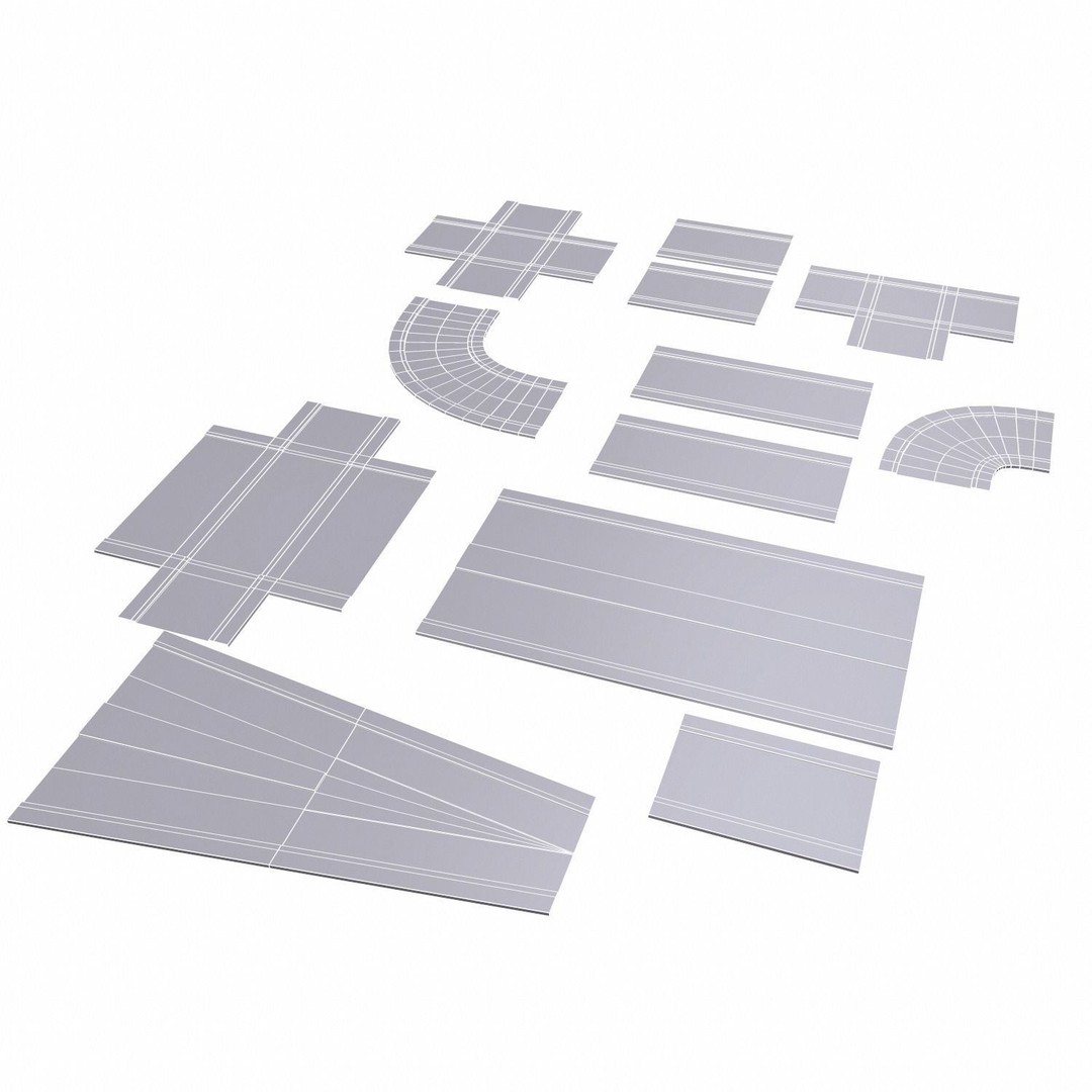 Road Pack 3D Model – Low Poly PBR Asset for Games, FBX, OBJ - View 30