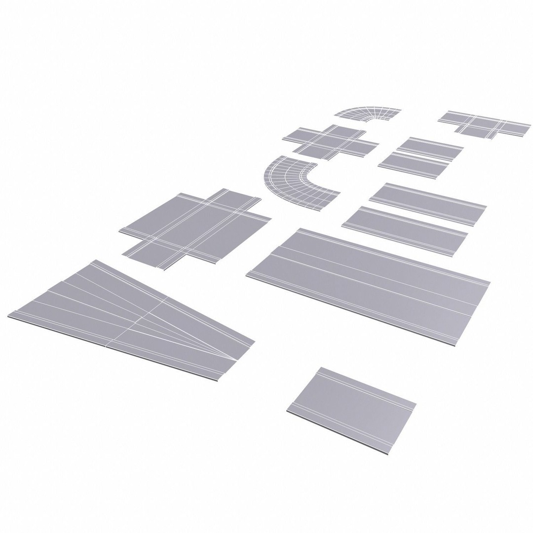 Road Pack 3D Model – Low Poly PBR Asset for Games, FBX, OBJ - View 5