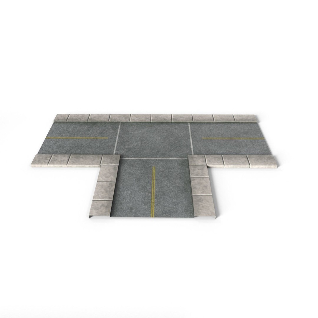 Road Pack 3D Model – Low Poly PBR Asset for Games, FBX, OBJ - View 8