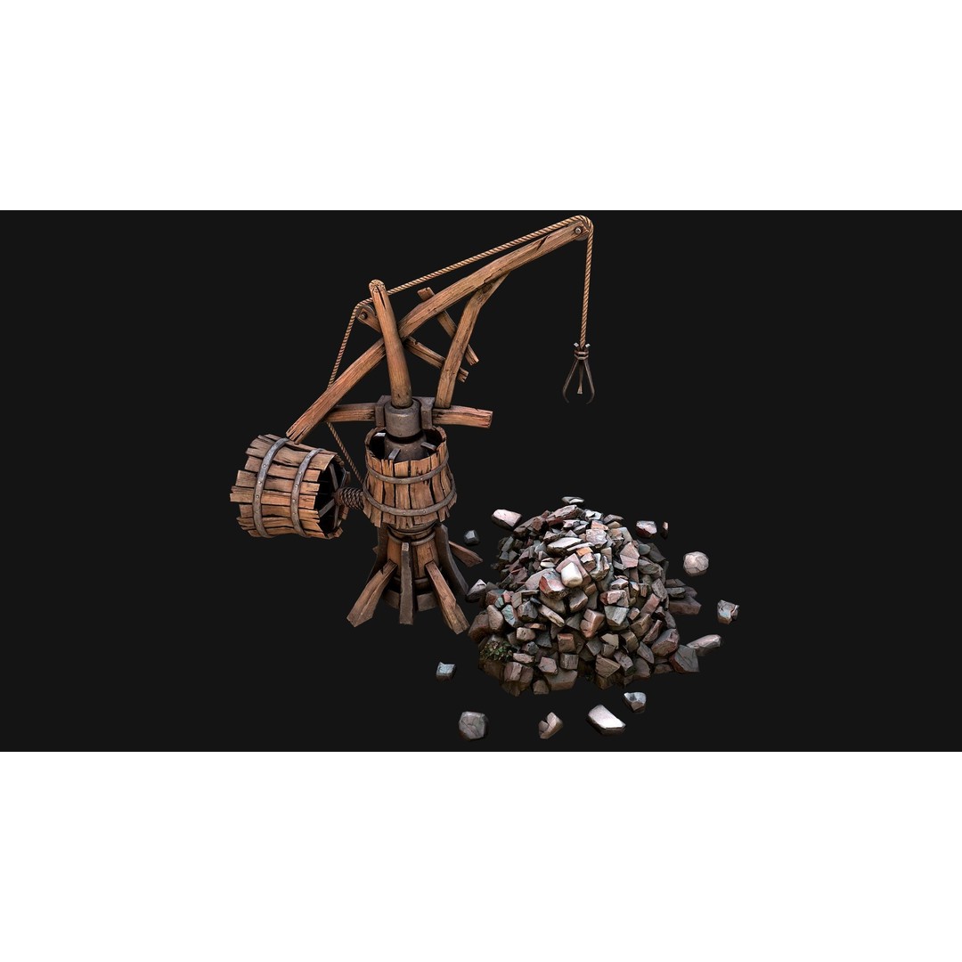 Medieval Wooden Mine 3D Model – Low Poly Game Asset, FBX, PBR - View 15