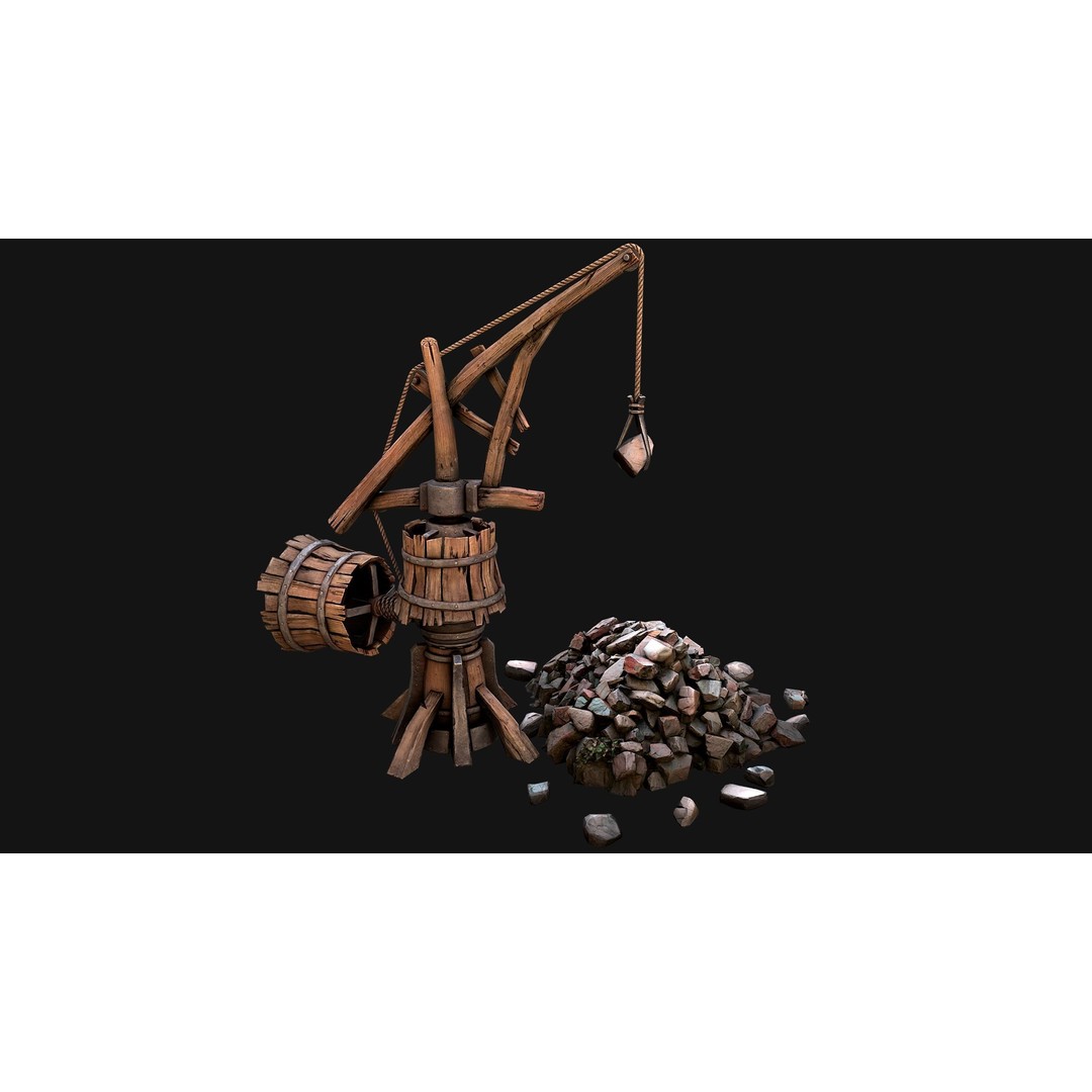 Medieval Wooden Mine 3D Model – Low Poly Game Asset, FBX, PBR - View 16