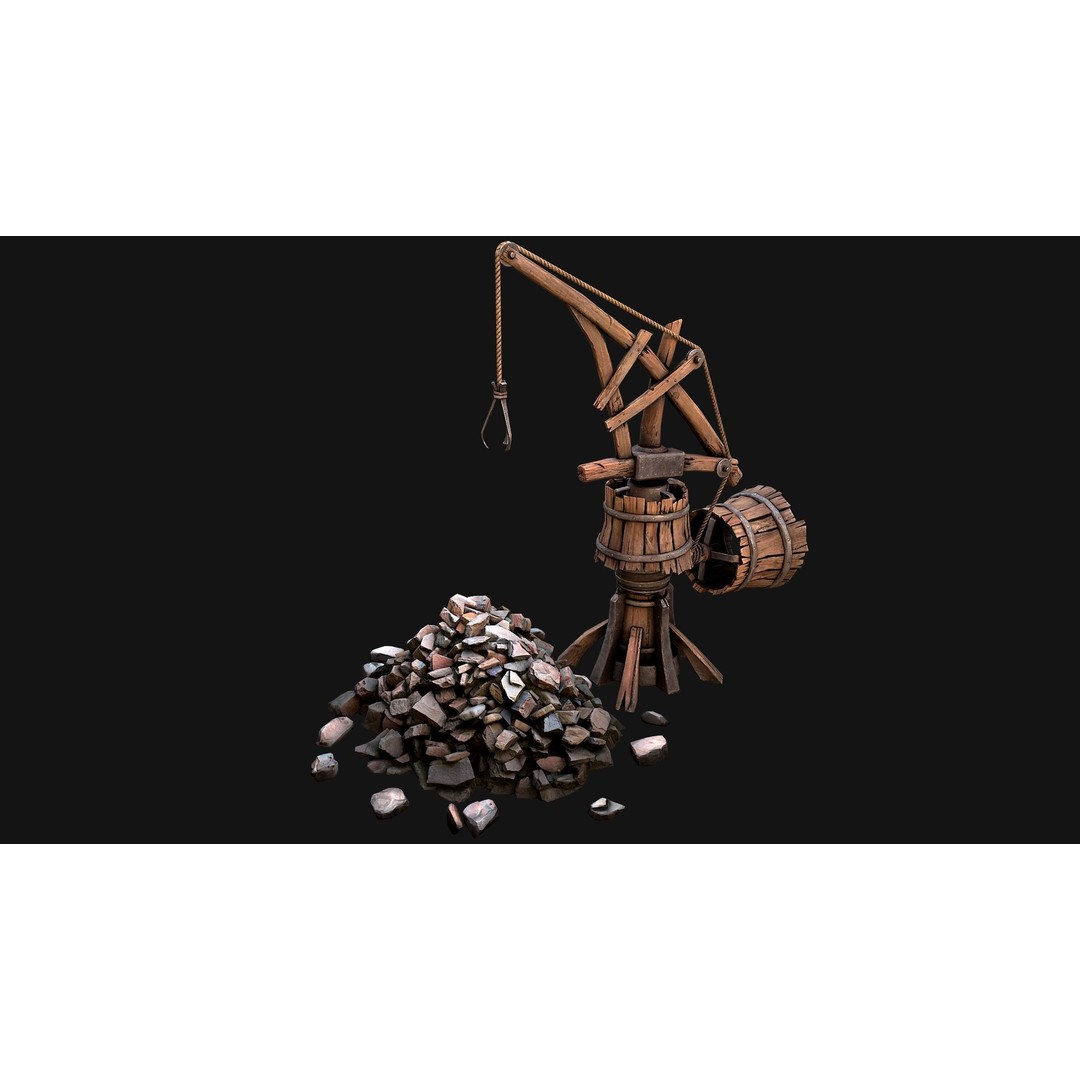 Medieval Wooden Mine 3D Model – Low Poly Game Asset, FBX, PBR - View 18