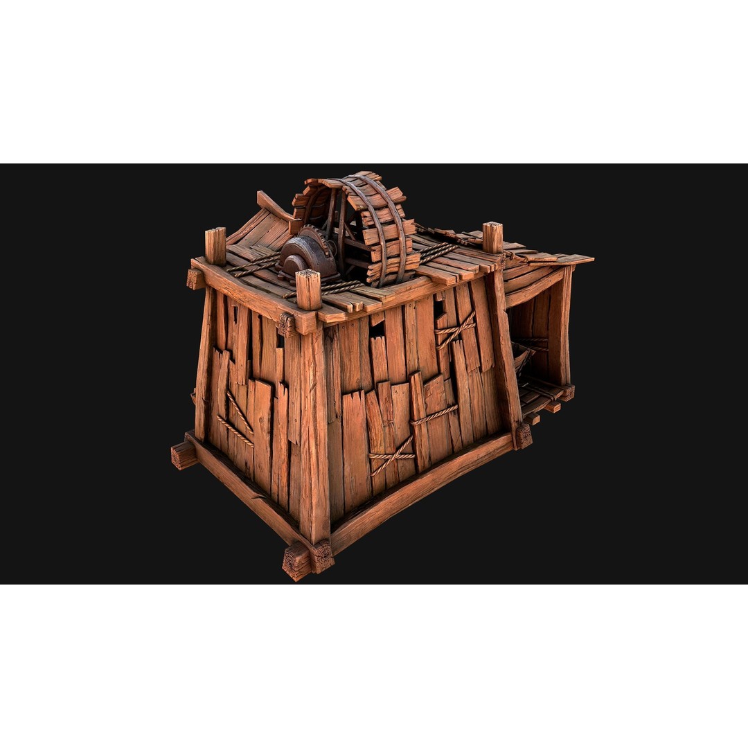 Medieval Wooden Mine 3D Model – Low Poly Game Asset, FBX, PBR - View 19