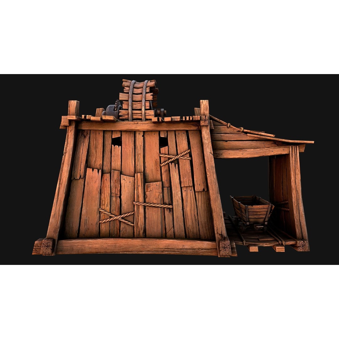Medieval Wooden Mine 3D Model – Low Poly Game Asset, FBX, PBR - View 20