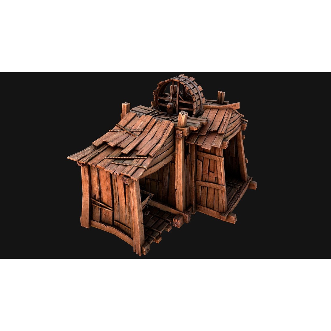 Medieval Wooden Mine 3D Model – Low Poly Game Asset, FBX, PBR - View 23