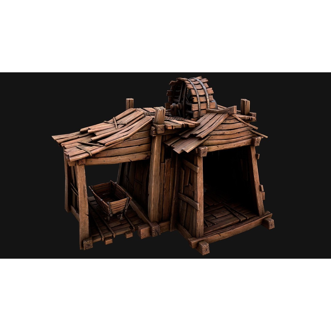 Medieval Wooden Mine 3D Model – Low Poly Game Asset, FBX, PBR - View 25