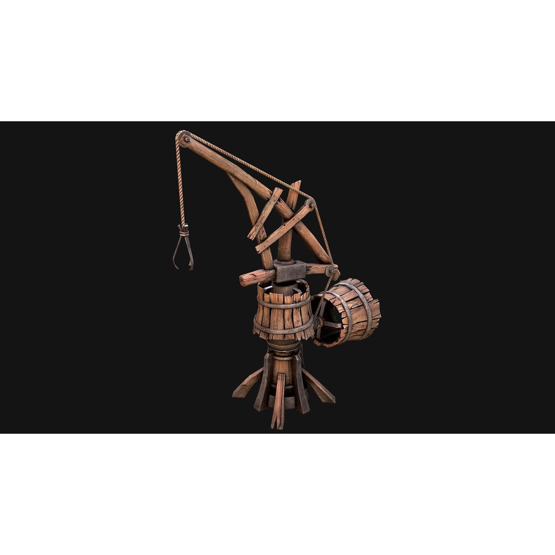 Medieval Wooden Mine 3D Model – Low Poly Game Asset, FBX, PBR - View 5