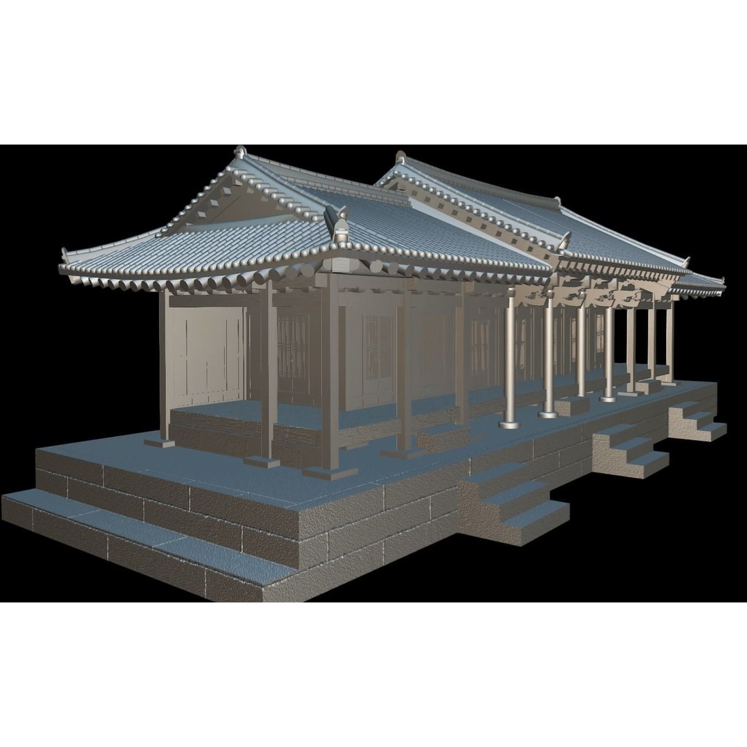 Korean Traditional House 3D Model – Low Poly Architectural Asset, FBX - View 11