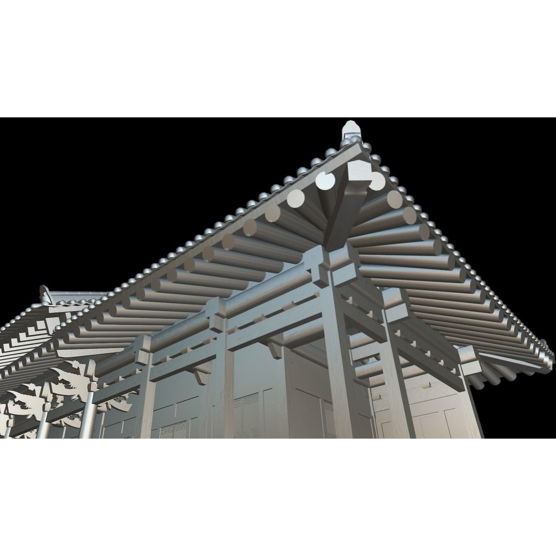 Korean Traditional House 3D Model – Low Poly Architectural Asset, FBX - View 14