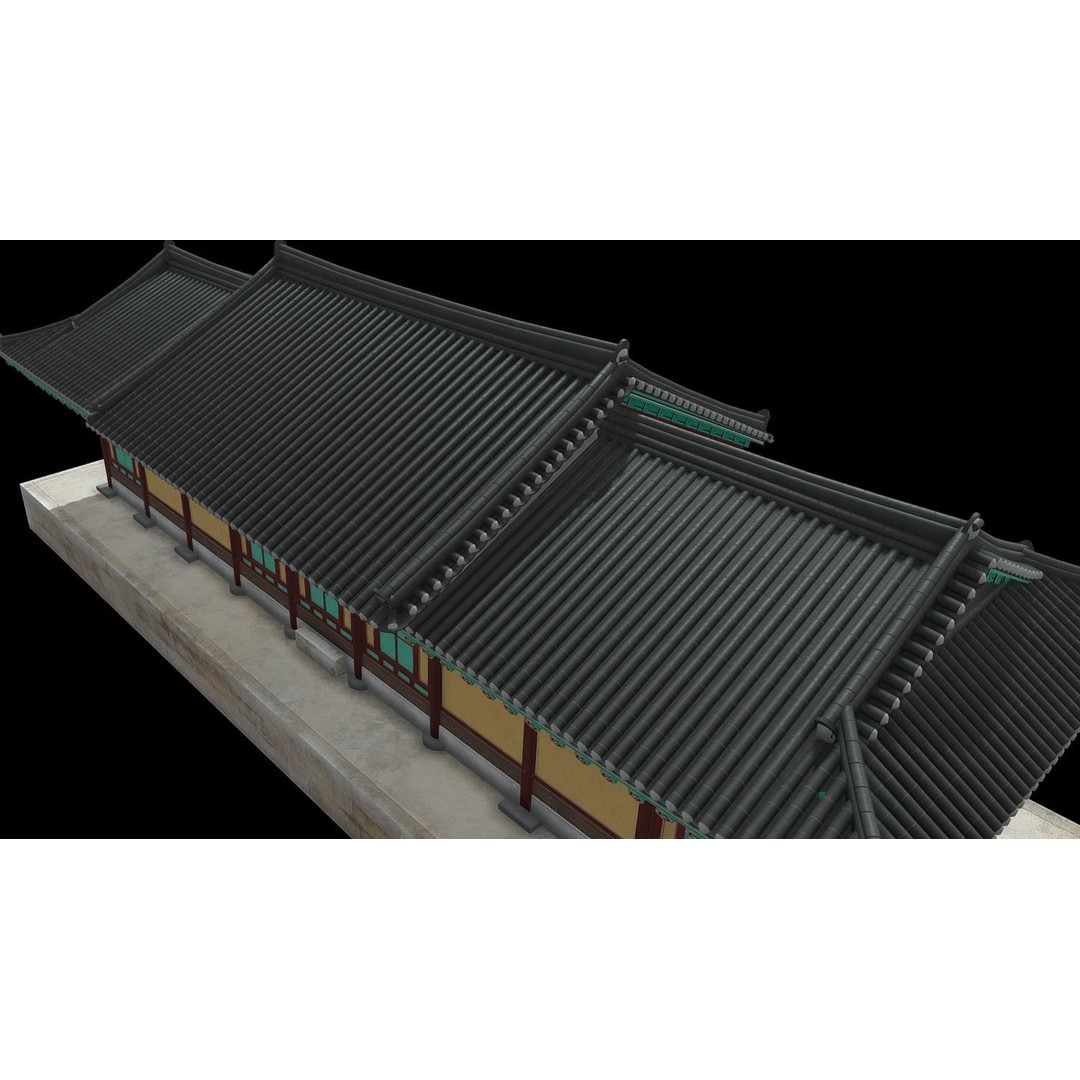 Korean Traditional House 3D Model – Low Poly Architectural Asset, FBX - View 3