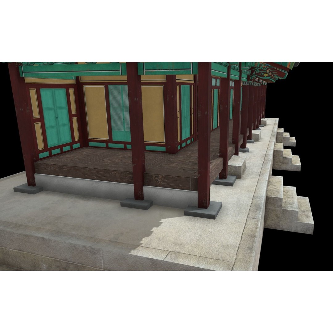 Korean Traditional House 3D Model – Low Poly Architectural Asset, FBX - View 9