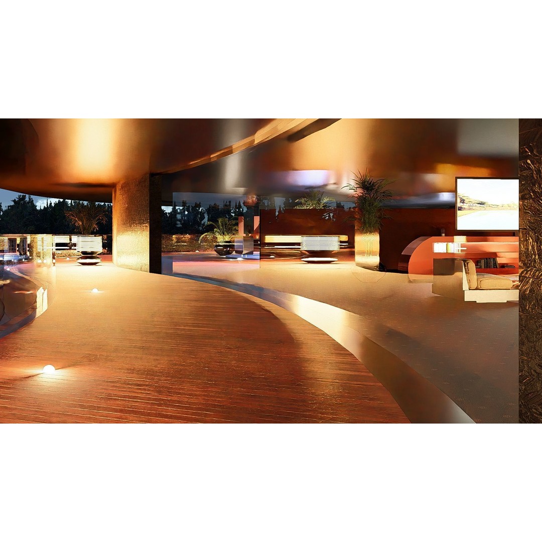 Futuristic House 3D Model – Modern Black & Wood Design, FBX, OBJ - View 10