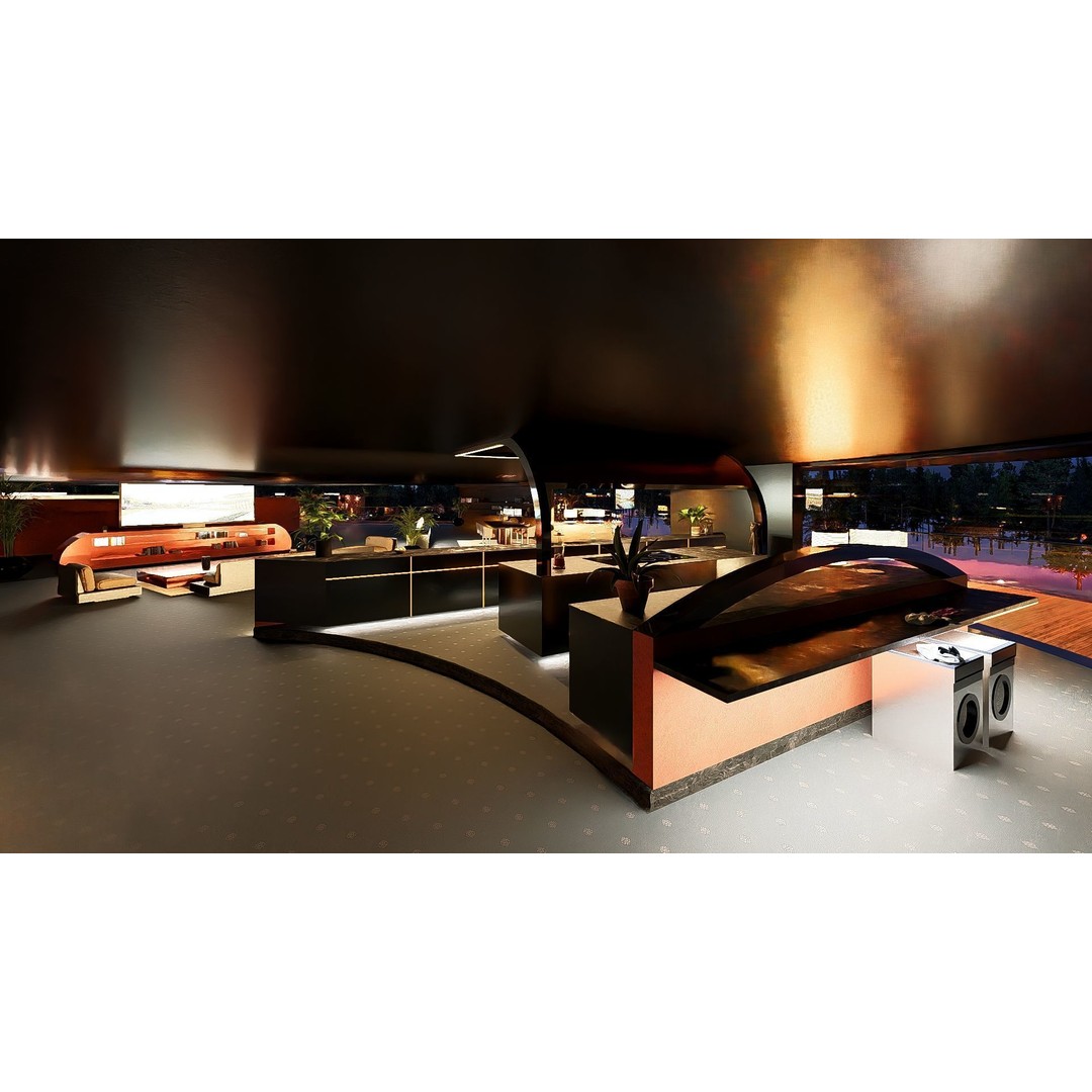 Futuristic House 3D Model – Modern Black & Wood Design, FBX, OBJ - View 12