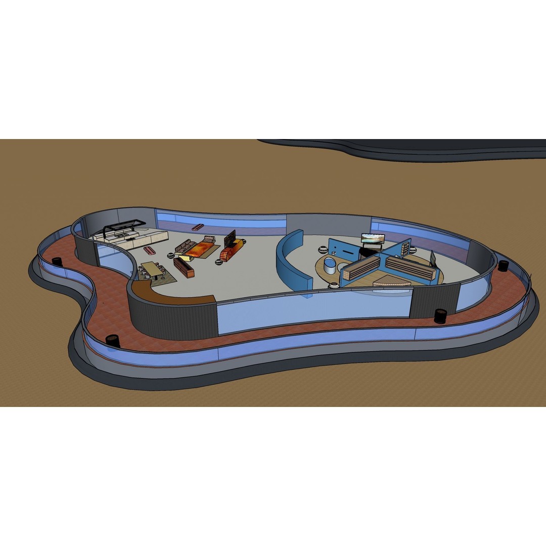 Futuristic House 3D Model – Modern Black & Wood Design, FBX, OBJ - View 31