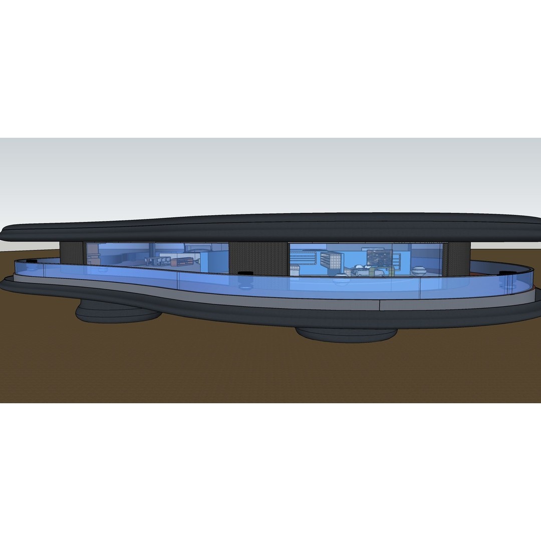 Futuristic House 3D Model – Modern Black & Wood Design, FBX, OBJ - View 35