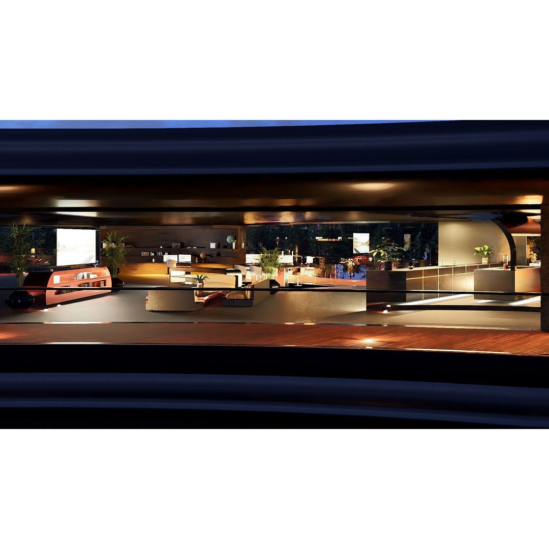 Futuristic House 3D Model – Modern Black & Wood Design, FBX, OBJ - View 9