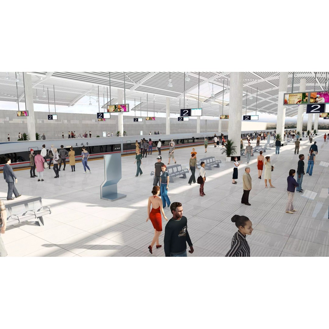 High-Speed Railway Station 3D Model – Detailed Architectural Asset, FBX