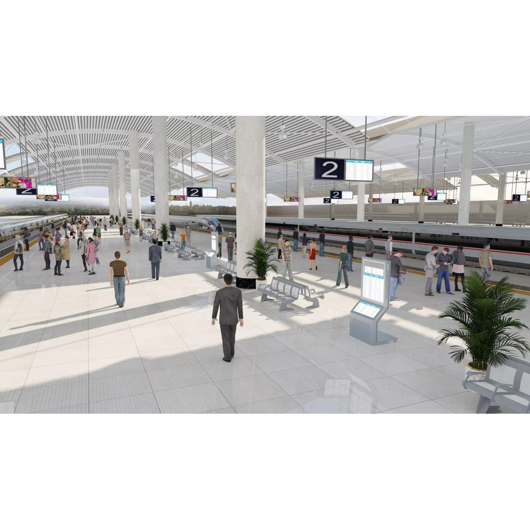 High-Speed Railway Station 3D Model – Detailed Architectural Asset, FBX - View 4