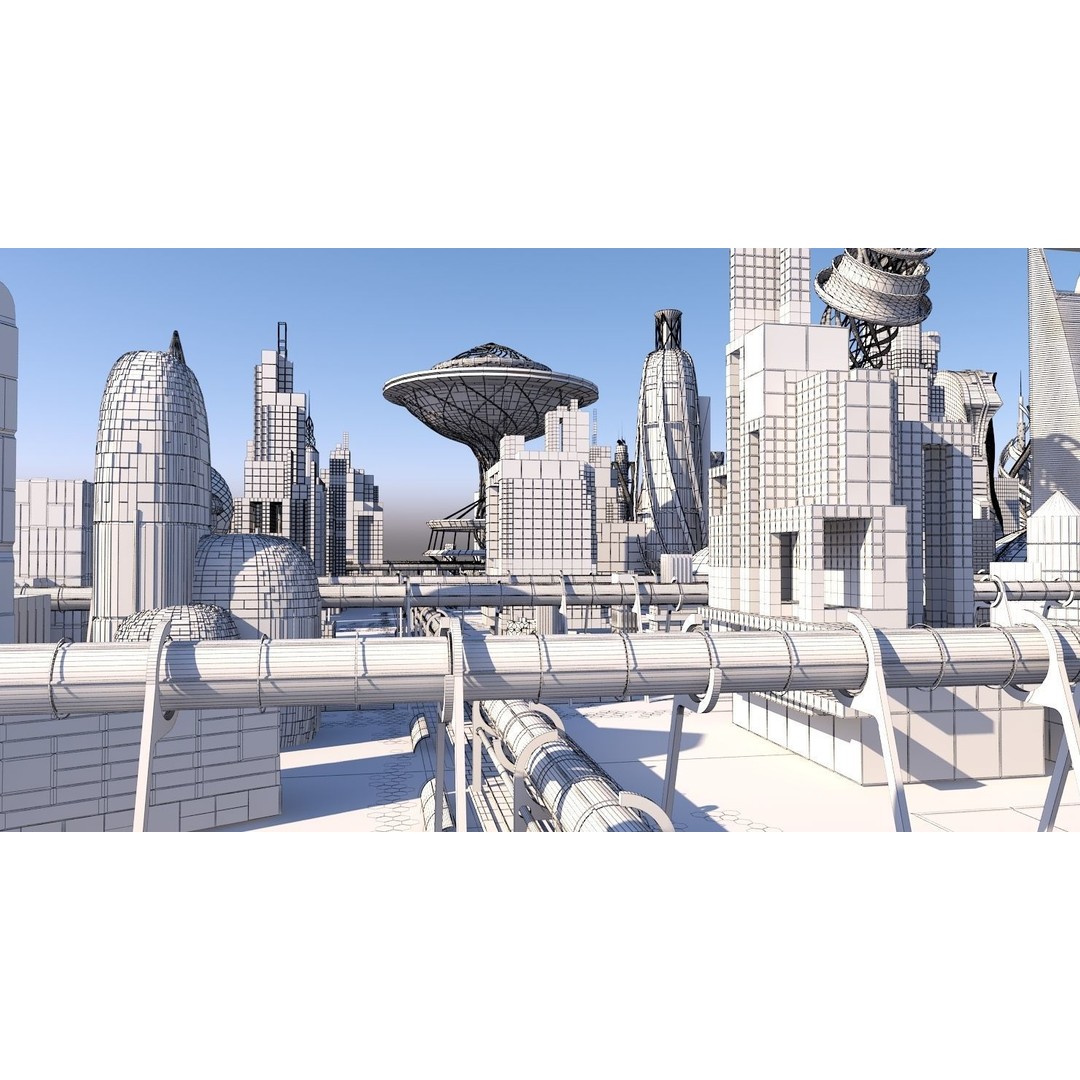 Future City 3D Model – Highly Detailed Futuristic Cityscape, FBX