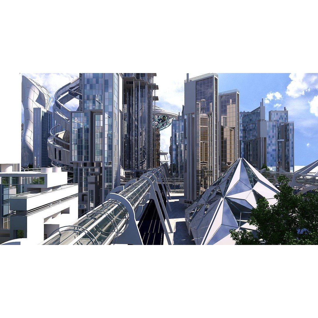 Future City 3D Model – Highly Detailed Futuristic Cityscape, FBX - View 10