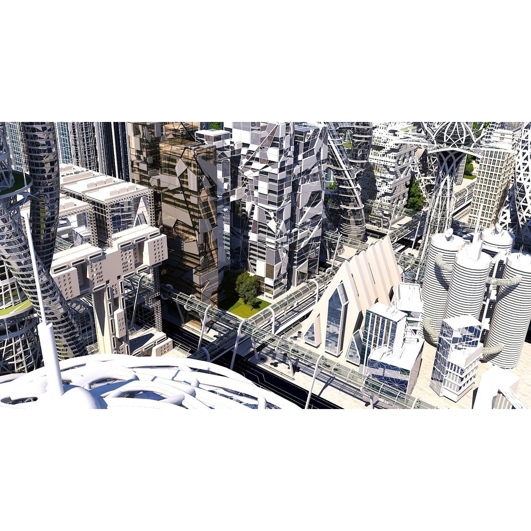 Future City 3D Model – Highly Detailed Futuristic Cityscape, FBX - View 14