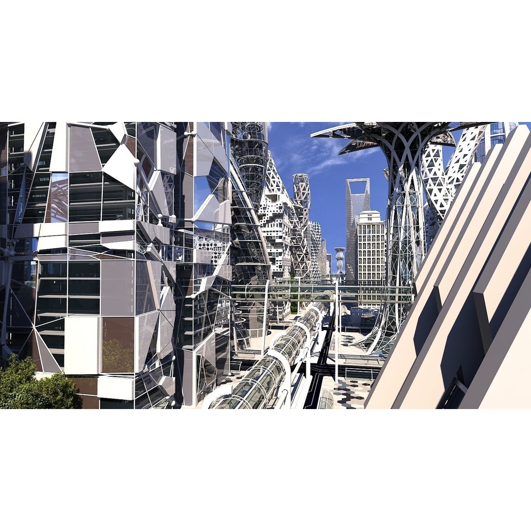 Future City 3D Model – Highly Detailed Futuristic Cityscape, FBX - View 16