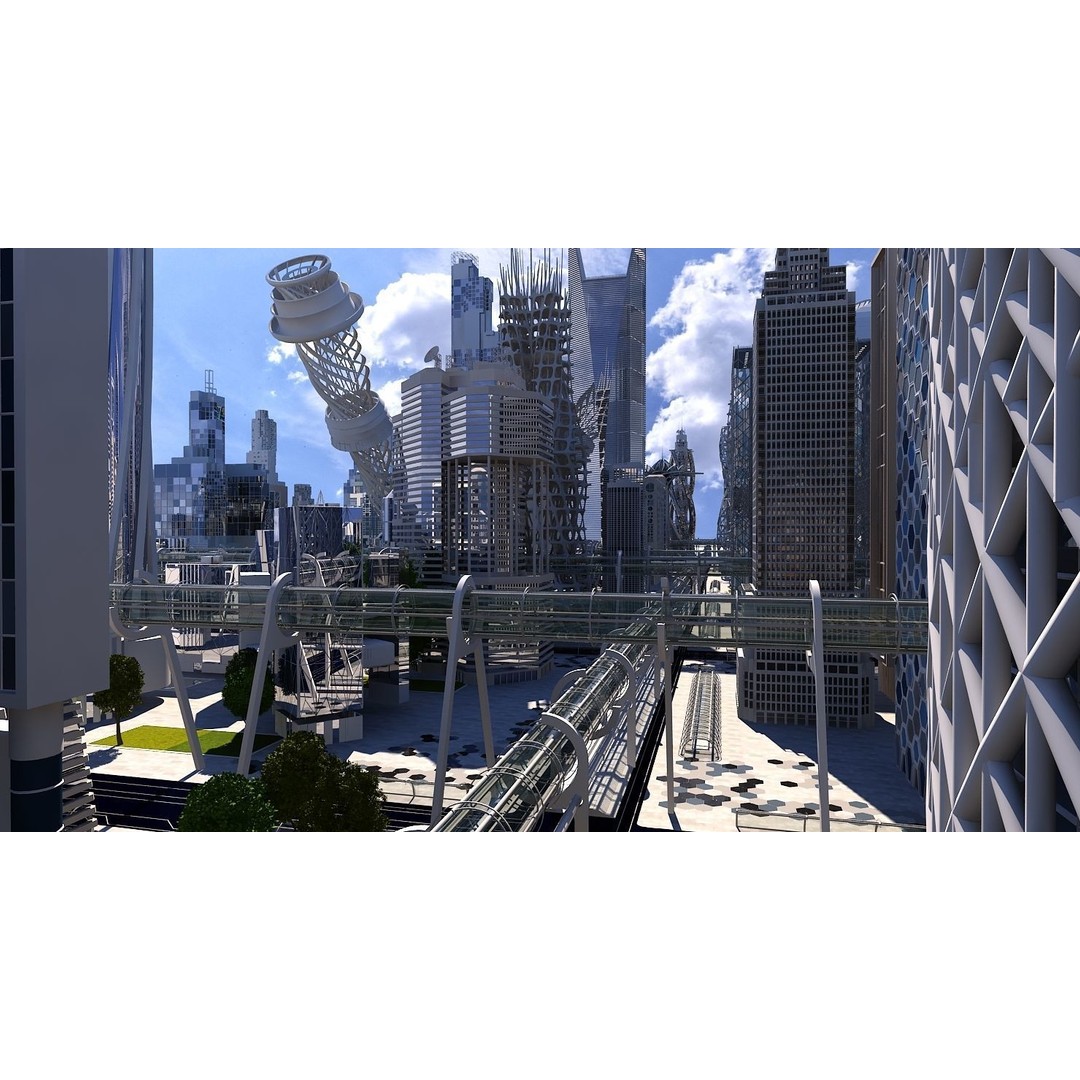 Future City 3D Model – Highly Detailed Futuristic Cityscape, FBX - View 17