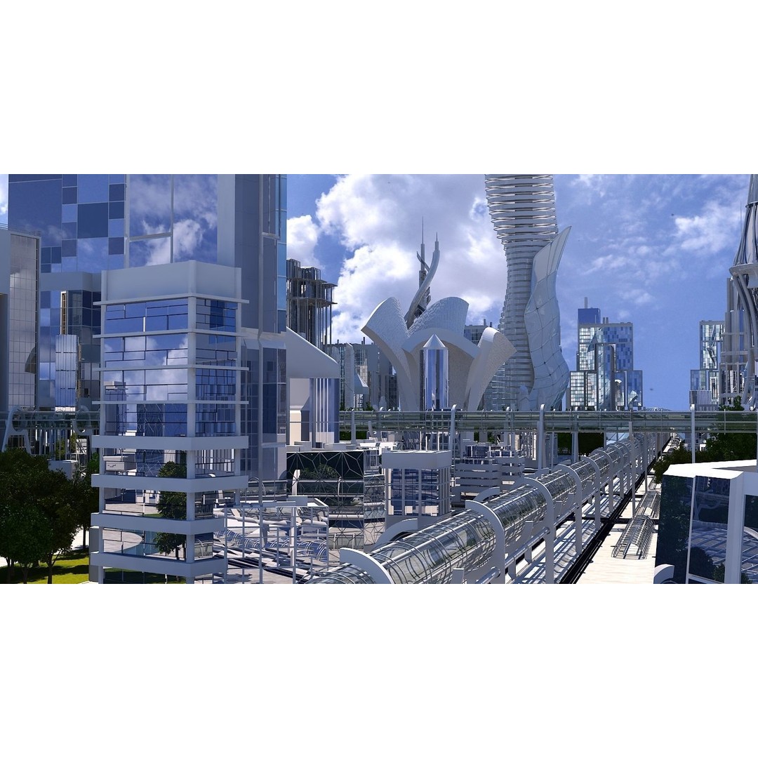 Future City 3D Model – Highly Detailed Futuristic Cityscape, FBX - View 20