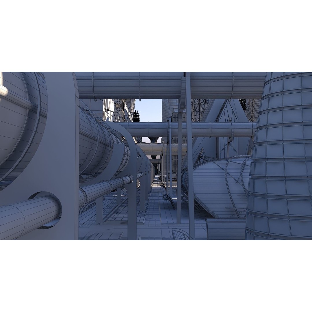 Future City 3D Model – Highly Detailed Futuristic Cityscape, FBX - View 24