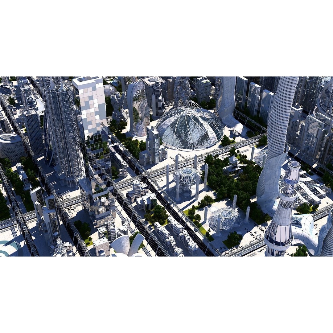 Future City 3D Model – Highly Detailed Futuristic Cityscape, FBX - View 3