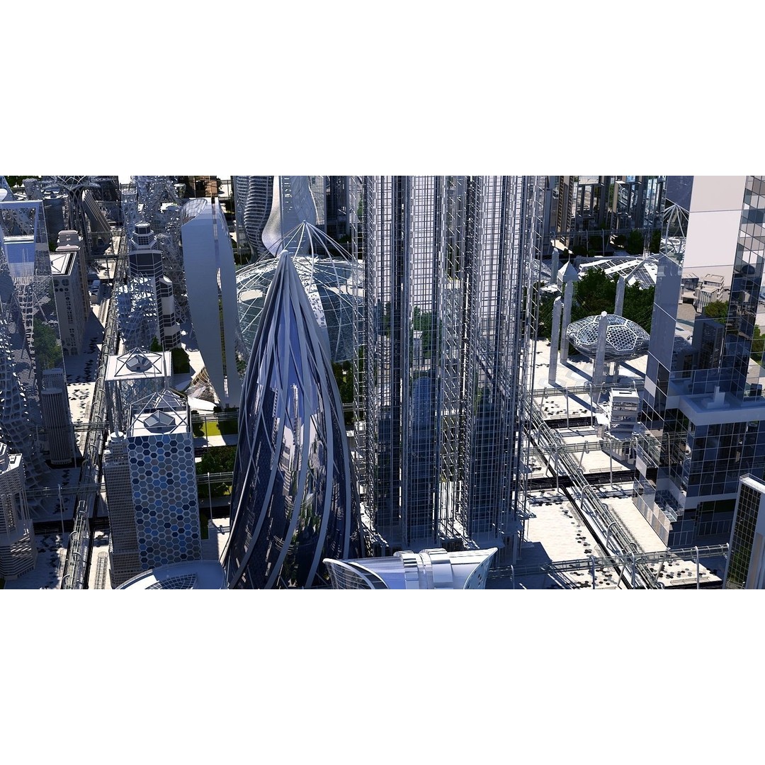 Future City 3D Model – Highly Detailed Futuristic Cityscape, FBX - View 5