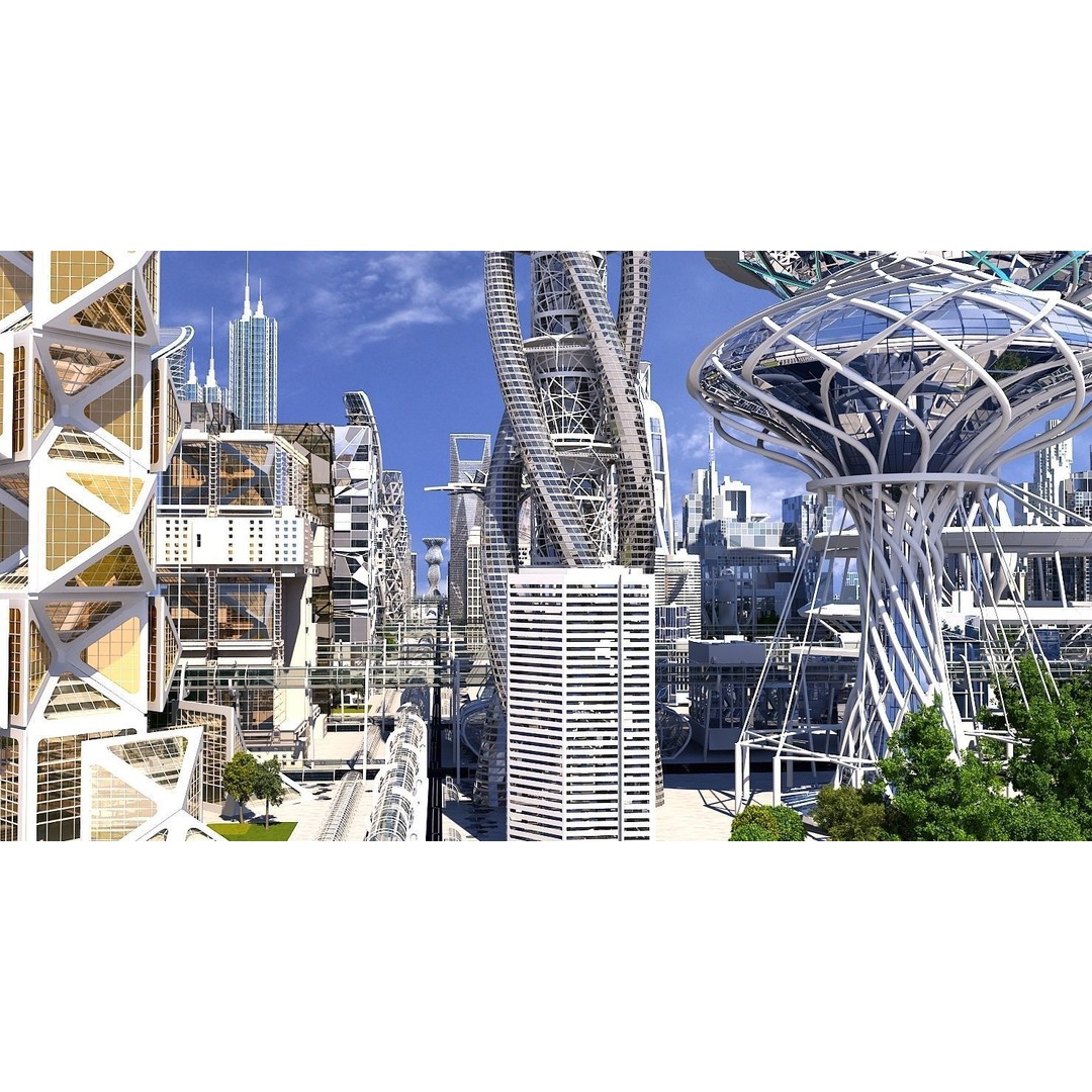 Future City 3D Model – Highly Detailed Futuristic Cityscape, FBX - View 9