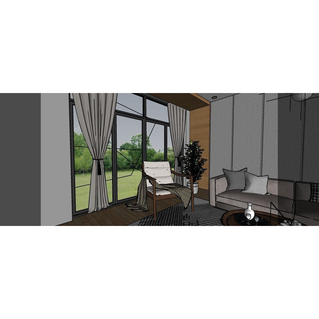 Living Space 3D Model – Interior Design with V-Ray Ready Textures