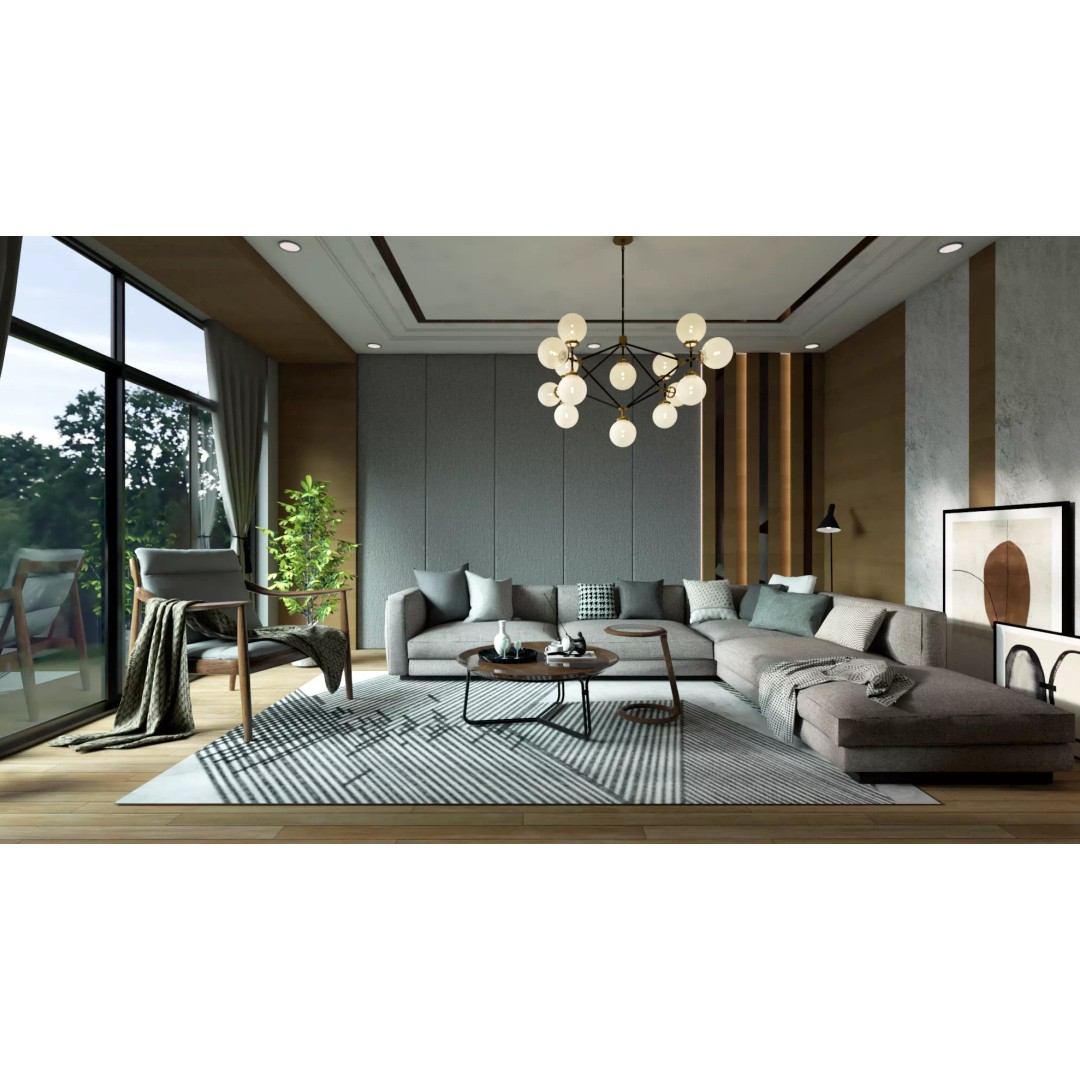Living Space 3D Model – Interior Design with V-Ray Ready Textures - View 2
