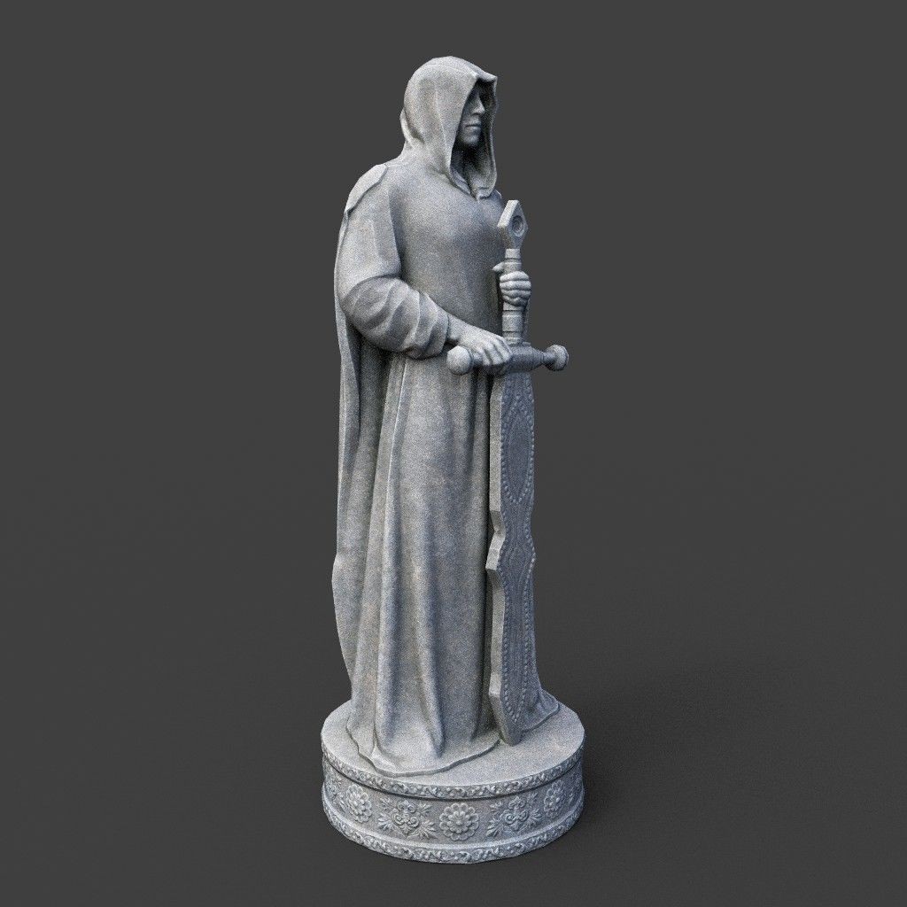 Warrior Statue 3D Model – Low Poly PBR Game Asset, FBX & OBJ - View 15