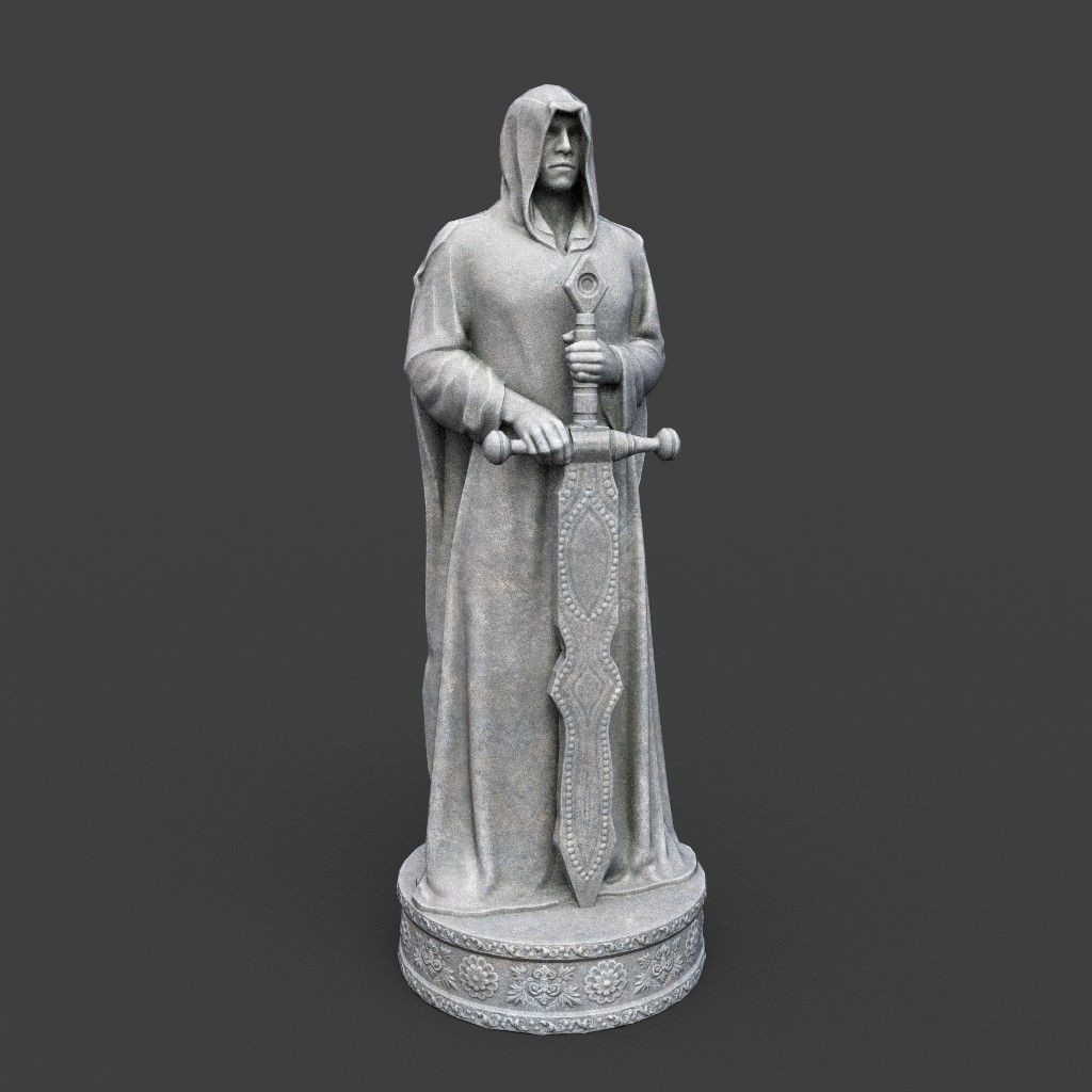 Warrior Statue 3D Model – Low Poly PBR Game Asset, FBX & OBJ - View 16