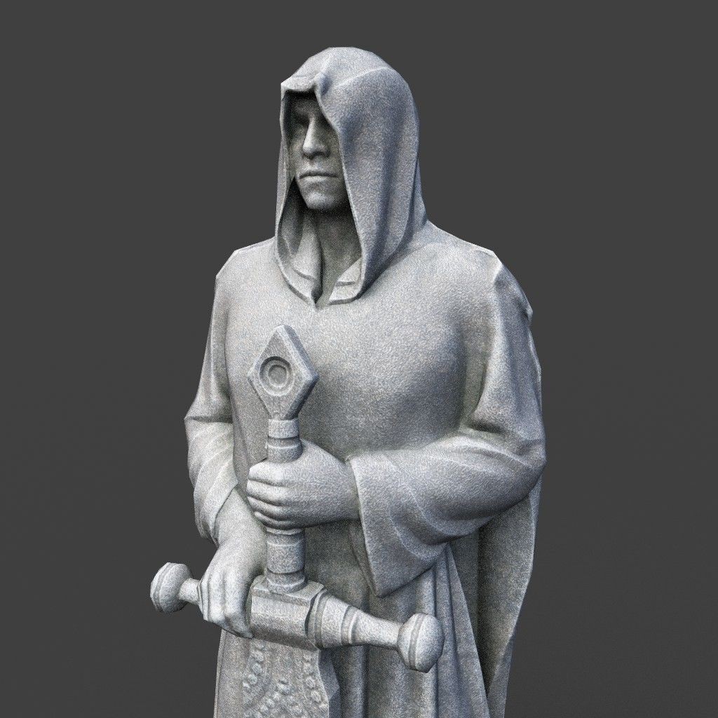 Warrior Statue 3D Model – Low Poly PBR Game Asset, FBX & OBJ - View 17