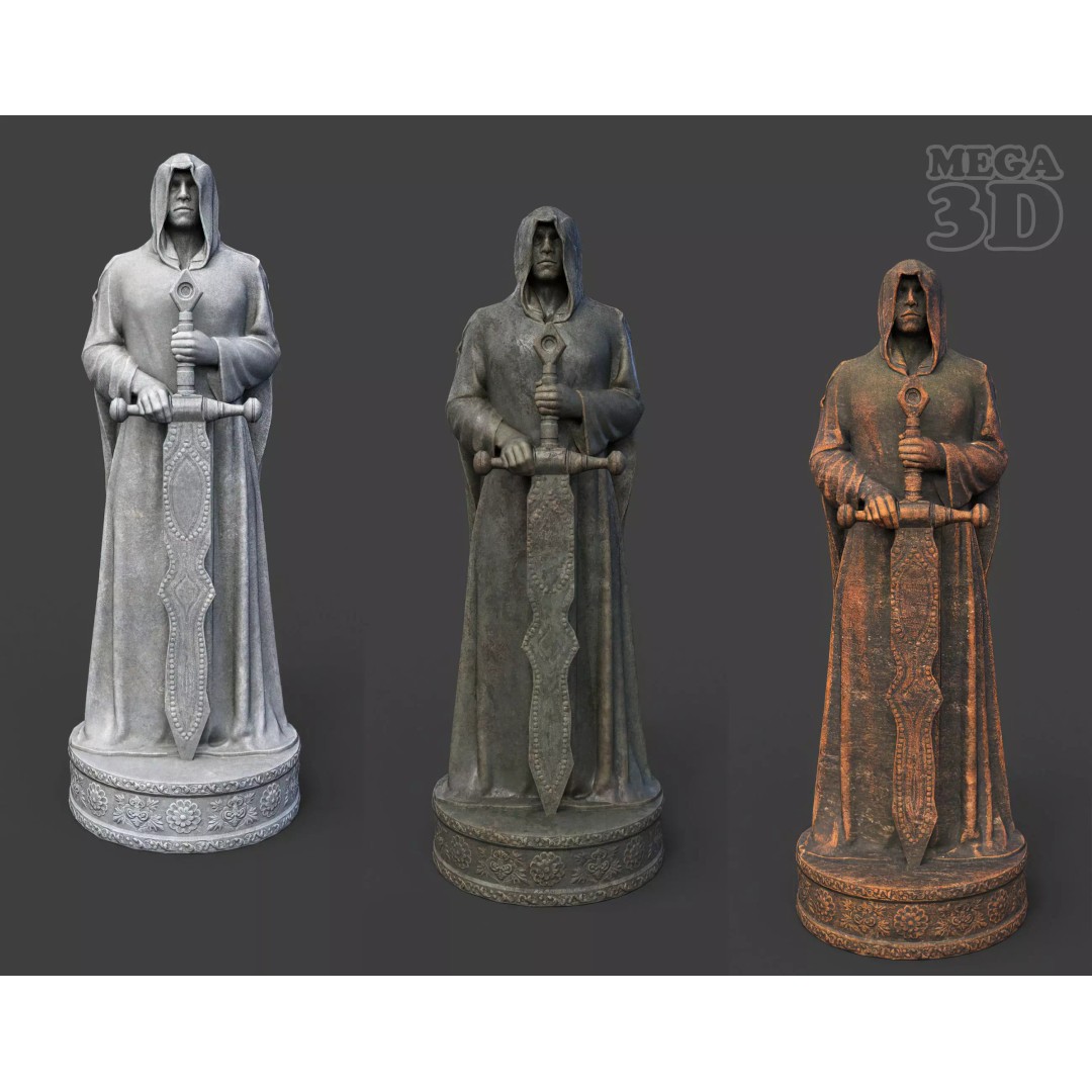 Warrior Statue 3D Model – Low Poly PBR Game Asset, FBX & OBJ - View 2