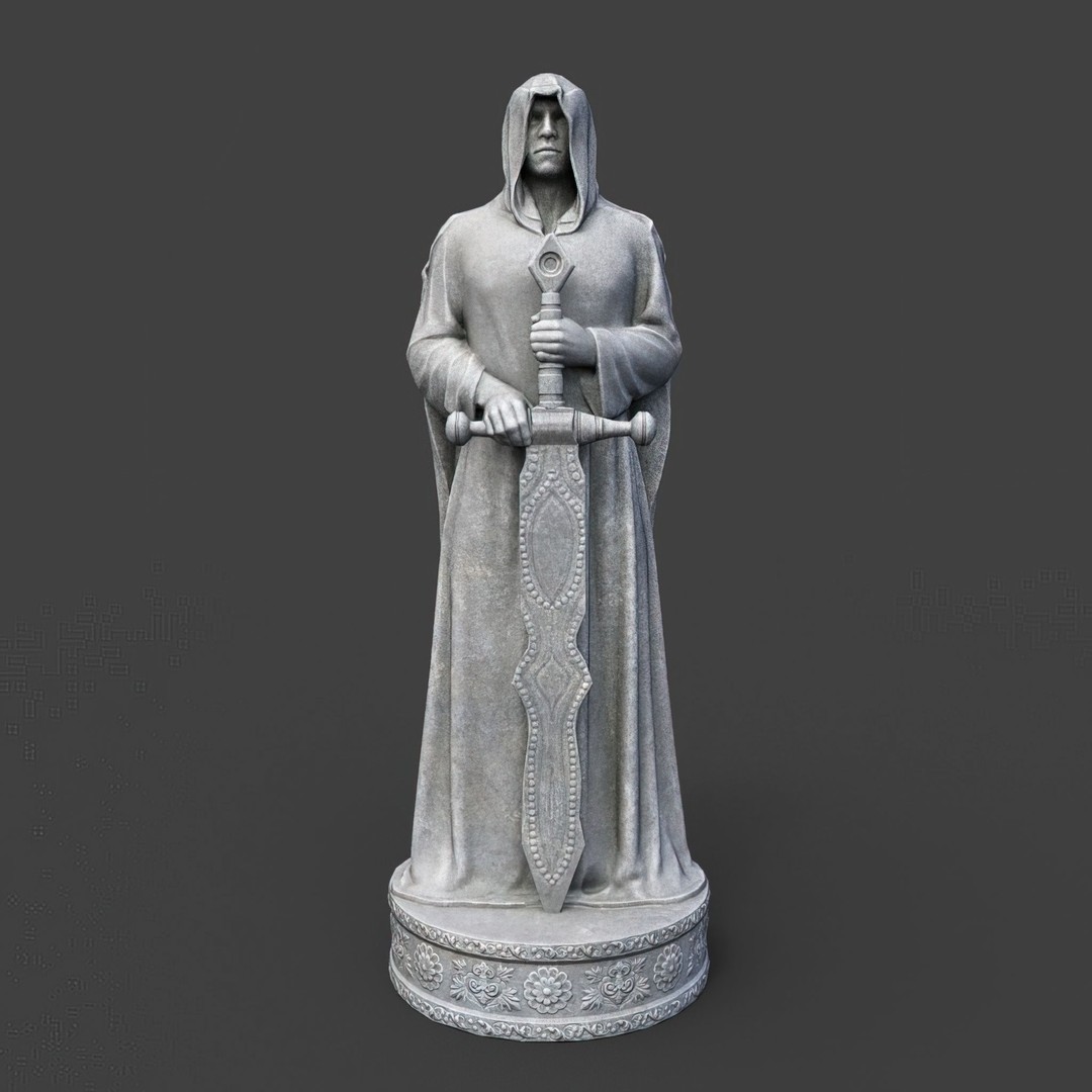 Warrior Statue 3D Model – Low Poly PBR Game Asset, FBX & OBJ - View 3