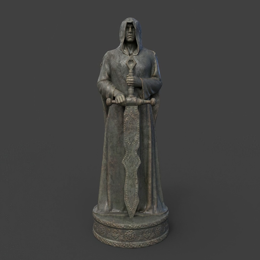 Warrior Statue 3D Model – Low Poly PBR Game Asset, FBX & OBJ - View 4