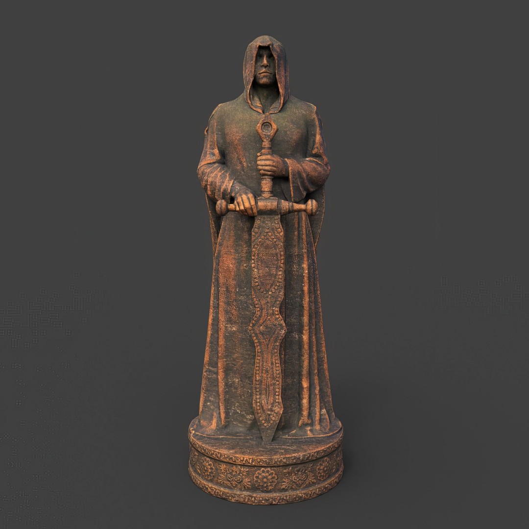 Warrior Statue 3D Model – Low Poly PBR Game Asset, FBX & OBJ - View 5