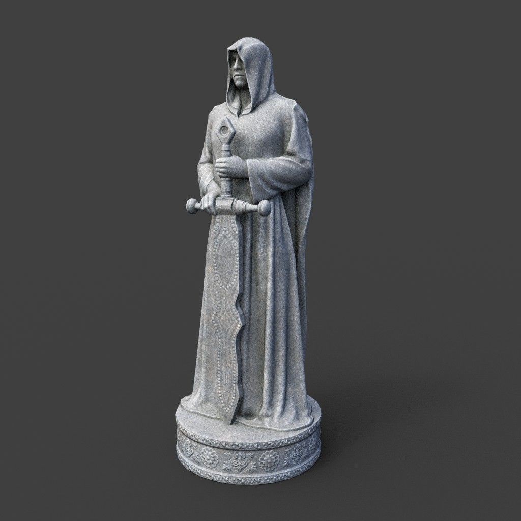Warrior Statue 3D Model – Low Poly PBR Game Asset, FBX & OBJ - View 6