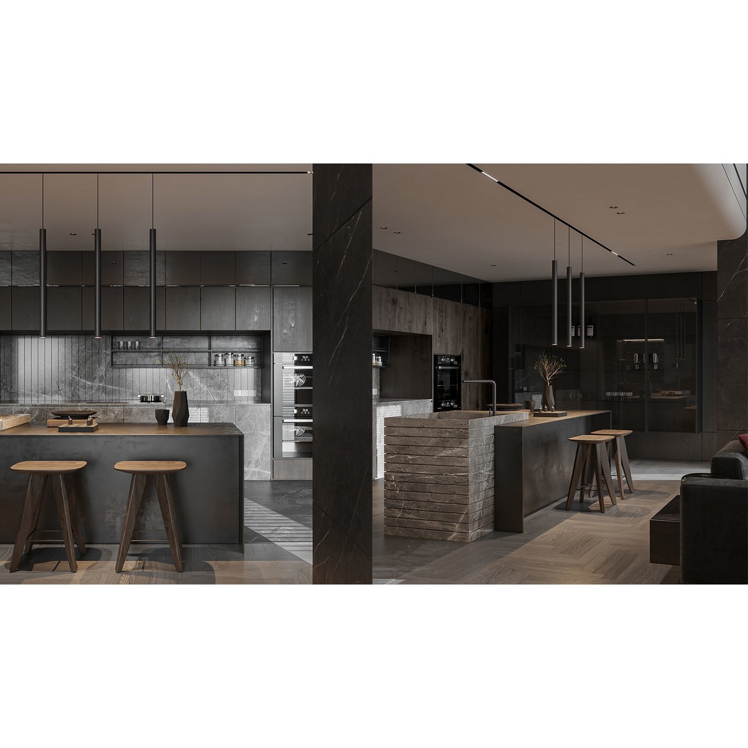 Living Kitchen 3D Model – Interior Design Collection, FBX - View 11