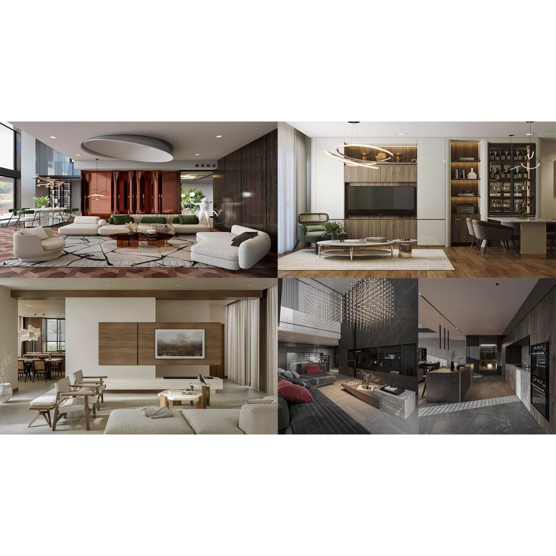 Living Kitchen 3D Model – Interior Design Collection, FBX - View 2