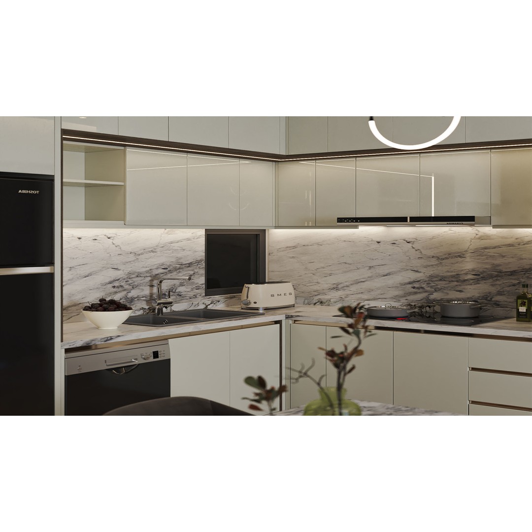 Living Kitchen 3D Model – Interior Design Collection, FBX - View 23